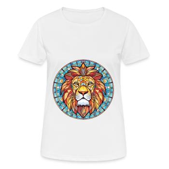 Lion Colorful Watercolor Animal Pet Illustration - Women's Breathable T-Shirt - white - Front - AI Model Female 172 dark (172cm)