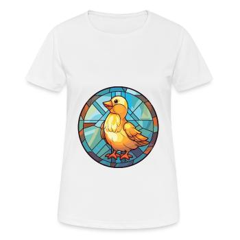 Chick Colorful Watercolor Animal Pet Illustration - Women's Breathable T-Shirt - white - Front - AI Model Female 172 dark (172cm)