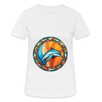 Illustration animale aquarelle colorée de dauphin - T-shirt respirant Femme - blanc - Devant - AI Model Female 172 dark (172cm)