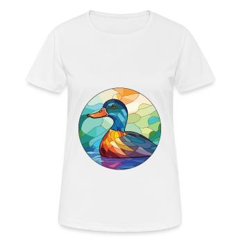 Bunte Aquarell-Tierhaustierillustration der Ente - Frauen T-Shirt atmungsaktiv - Weiß - Vorne - AI Model Female 172 dark (172cm)