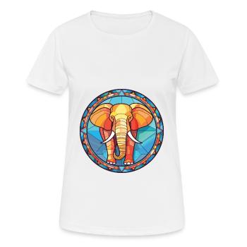 Bunte Aquarell-Tierillustration des Elefanten - Frauen T-Shirt atmungsaktiv - Weiß - Vorne - AI Model Female 172 dark (172cm)