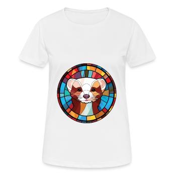 Ferret Colorful Watercolor Animal Pet Illustration - Women's Breathable T-Shirt - white - Front - AI Model Female 172 dark (172cm)