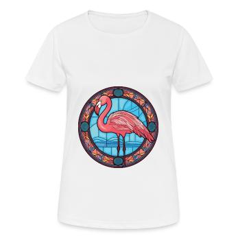 Flamingo bunte Aquarell-Tierillustration - Frauen T-Shirt atmungsaktiv - Weiß - Vorne - AI Model Female 172 dark (172cm)