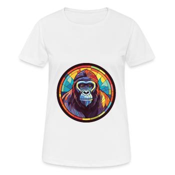 Gorilla bunte Aquarell-Tierillustration - Frauen T-Shirt atmungsaktiv - Weiß - Vorne - AI Model Female 172 dark (172cm)