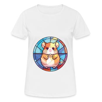Hamster Colorful Watercolor Animal Illustration - Women's Breathable T-Shirt - white - Front - AI Model Female 172 dark (172cm)