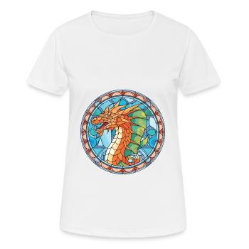 Bunte Aquarell-Tierhaustierillustration des Drachen - Frauen T-Shirt atmungsaktiv - Weiß - Vorne - AI Model Female 172 dark (172cm)