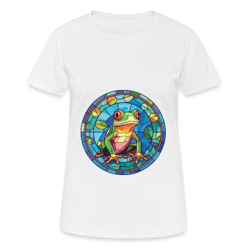 Bunte Aquarell-Tierhaustierillustration des Frosches - Frauen T-Shirt atmungsaktiv - Weiß - Vorne - AI Model Female 172 dark (172cm)