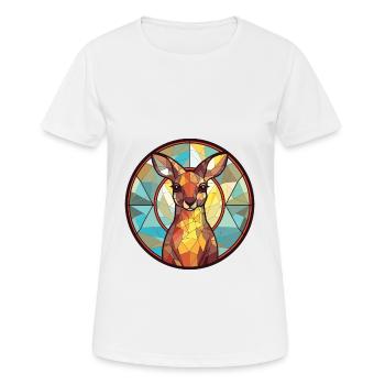 Kangaroo Colorful Watercolor Animal Illustration - Women's Breathable T-Shirt - white - Front - AI Model Female 172 dark (172cm)