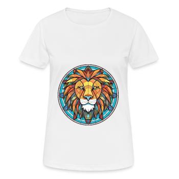 Lion Colorful Watercolor Animal Pet Illustration - Women's Breathable T-Shirt - white - Front - AI Model Female 172 dark (172cm)