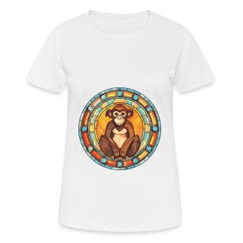 Monkey Colorful Watercolor Animal Pet Illustration - Women's Breathable T-Shirt - white - Front - AI Model Female 172 dark (172cm)