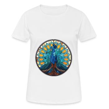 Pfau Buntes Aquarell Tier Illustration - Frauen T-Shirt atmungsaktiv - Weiß - Vorne - AI Model Female 172 dark (172cm)
