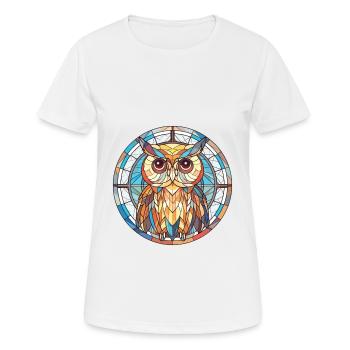 Eule buntes Aquarell Tier Haustier Illustration - Frauen T-Shirt atmungsaktiv - Weiß - Vorne - AI Model Female 172 dark (172cm)