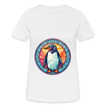 Pinguin bunte Aquarell-Tier-Illustration - Frauen T-Shirt atmungsaktiv - Weiß - Vorne - AI Model Female 172 dark (172cm)