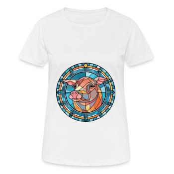 Cochon Aquarelle Colorée Animal Illustration D’animaux De Compagnie - T-shirt respirant Femme - blanc - Devant - AI Model Female 172 dark (172cm)