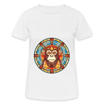 Monkey Colorful Watercolor Animal Pet Illustration - Women's Breathable T-Shirt - white - Front - AI Model Female 172 dark (172cm)