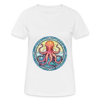 Oktopus bunte Aquarell-Tier-Illustration - Frauen T-Shirt atmungsaktiv - Weiß - Vorne - AI Model Female 172 dark (172cm)