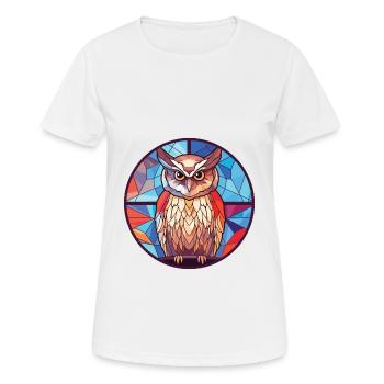 Eule buntes Aquarell Tier Haustier Illustration - Frauen T-Shirt atmungsaktiv - Weiß - Vorne - AI Model Female 172 dark (172cm)