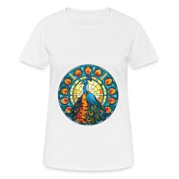 Pfau Buntes Aquarell Tier Illustration - Frauen T-Shirt atmungsaktiv - Weiß - Vorne - AI Model Female 172 dark (172cm)