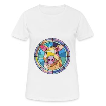 Cochon Aquarelle Colorée Animal Illustration D’animaux De Compagnie - T-shirt respirant Femme - blanc - Devant - AI Model Female 172 dark (172cm)