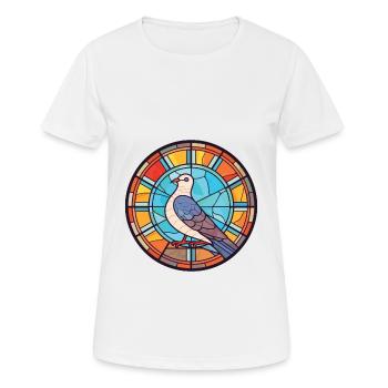 Pigeon Colorful Watercolor Animal Pet Illustration - Women's Breathable T-Shirt - white - Front - AI Model Female 172 dark (172cm)