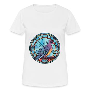 Pigeon Colorful Watercolor Animal Pet Illustration - Women's Breathable T-Shirt - white - Front - AI Model Female 172 dark (172cm)