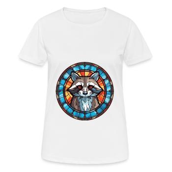 Raccoon Colorful Watercolor Animal Illustration - Women's Breathable T-Shirt - white - Front - AI Model Female 172 dark (172cm)