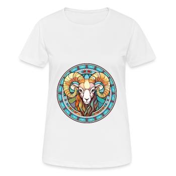 Ram Aquarelle colorée Animal Illustration d’animaux de compagnie - T-shirt respirant Femme - blanc - Devant - AI Model Female 172 dark (172cm)
