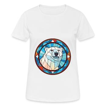 Polar Bear Colorful Watercolor Animal Illustration - Women's Breathable T-Shirt - white - Front - AI Model Female 172 dark (172cm)