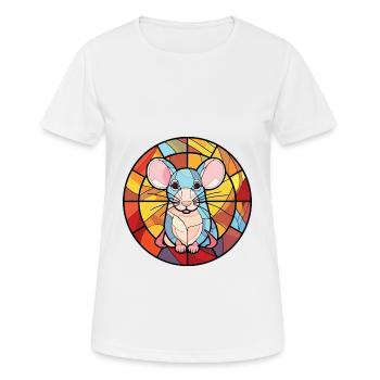 Rat Colorful Watercolor Animal Pet Illustration - Women's Breathable T-Shirt - white - Front - AI Model Female 172 dark (172cm)