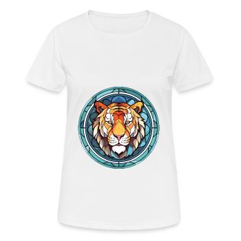 Tiger Colorful Watercolor Animal Pet Illustration - Women's Breathable T-Shirt - white - Front - AI Model Female 172 dark (172cm)