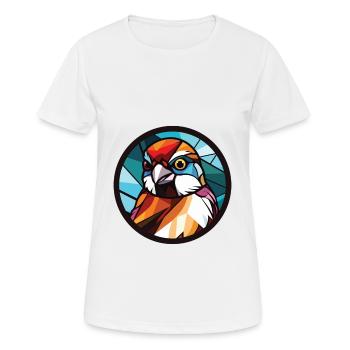 Sparrow Colorful Watercolor Animal Illustration - Women's Breathable T-Shirt - white - Front - AI Model Female 172 dark (172cm)