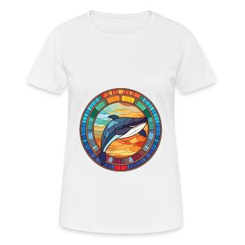 Baleine aquarelle colorée Animal animal de compagnie Illustration - T-shirt respirant Femme - blanc - Devant - AI Model Female 172 dark (172cm)