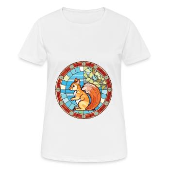 Squirrel Colorful Watercolor Animal Illustration - Women's Breathable T-Shirt - white - Front - AI Model Female 172 dark (172cm)