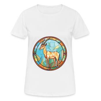 Saiga Colorful Watercolor Animal Pet Illustration - Women's Breathable T-Shirt - white - Front - AI Model Female 172 dark (172cm)
