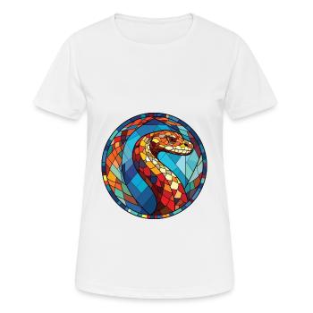 Schlange buntes Aquarell Tier Haustier Illustration - Frauen T-Shirt atmungsaktiv - Weiß - Vorne - AI Model Female 172 dark (172cm)