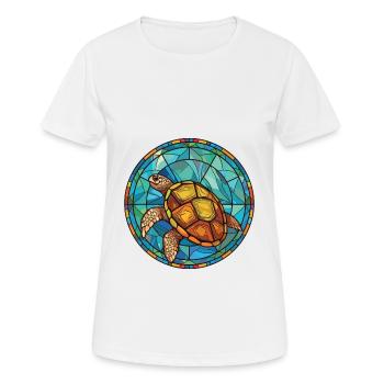 Turtle Colorful Watercolor Animal Pet Illustration - Women's Breathable T-Shirt - white - Front - AI Model Female 172 dark (172cm)