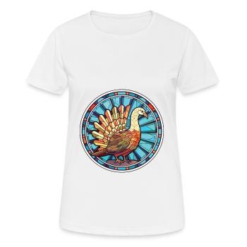 Turkey Pet Colorful Watercolor Animal Illustration - Women's Breathable T-Shirt - white - Front - AI Model Female 172 dark (172cm)