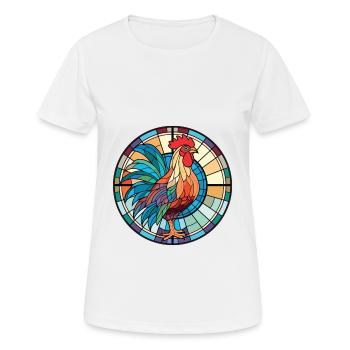 Hahn Buntes Aquarell Tier Illustration - Frauen T-Shirt atmungsaktiv - Weiß - Vorne - AI Model Female 172 dark (172cm)