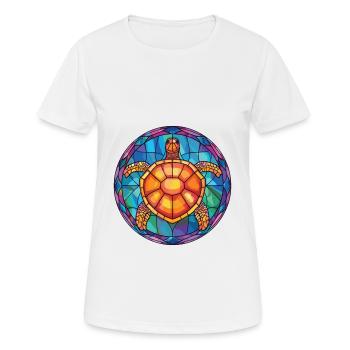 Turtle Colorful Watercolor Animal Pet Illustration - Women's Breathable T-Shirt - white - Front - AI Model Female 172 dark (172cm)