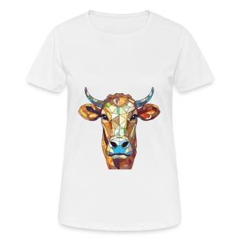 Kuh buntes Aquarell Tier Haustier Illustration - Frauen T-Shirt atmungsaktiv - Weiß - Vorne - AI Model Female 172 dark (172cm)