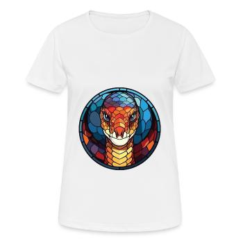 Cobra Snake Colorful Watercolor Animal Pet Cartoon - Women's Breathable T-Shirt - white - Front - AI Model Female 172 dark (172cm)