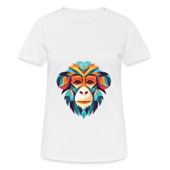 Monkey Marmoset Colorful Watercolor Animal Cartoon - Women's Breathable T-Shirt - white - Front - AI Model Female 172 dark (172cm)