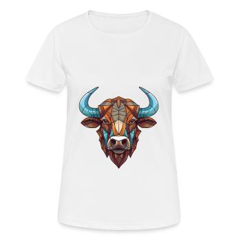 Bison African Buffalo Colorful Watercolor Animal - Women's Breathable T-Shirt - white - Front - AI Model Female 172 dark (172cm)