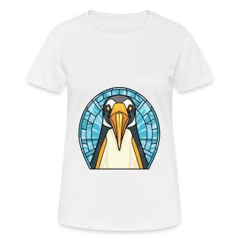 Penguin Colorful Watercolor Animal Illustration - Women's Breathable T-Shirt - white - Front - AI Model Female 172 dark (172cm)