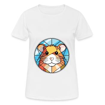 Hamster Colorful Watercolor Animal Illustration - Women's Breathable T-Shirt - white - Front - AI Model Female 172 dark (172cm)