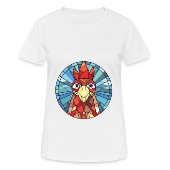 Poule aquarelle colorée Animal animal de compagnie Illustration - T-shirt respirant Femme - blanc - Devant - AI Model Female 172 dark (172cm)
