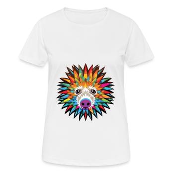 Porcupine Colorful Watercolor Animal Illustration - Women's Breathable T-Shirt - white - Front - AI Model Female 172 dark (172cm)