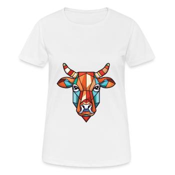 Illustration d’animaux de compagnie aquarelle colorée de zébu - T-shirt respirant Femme - blanc - Devant - AI Model Female 172 dark (172cm)