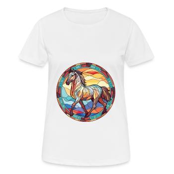 Pferd bunte Aquarell-Tier-Haustier-Illustration - Frauen T-Shirt atmungsaktiv - Weiß - Vorne - AI Model Female 172 dark (172cm)