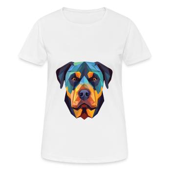 Rottweiler Chien Aquarelle Colorée Animal Cartoon - T-shirt respirant Femme - blanc - Devant - AI Model Female 172 dark (172cm)